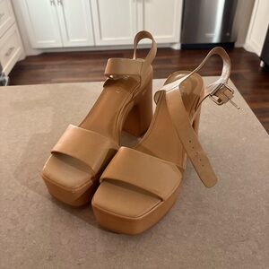 Nine West Tan Platform Sandals